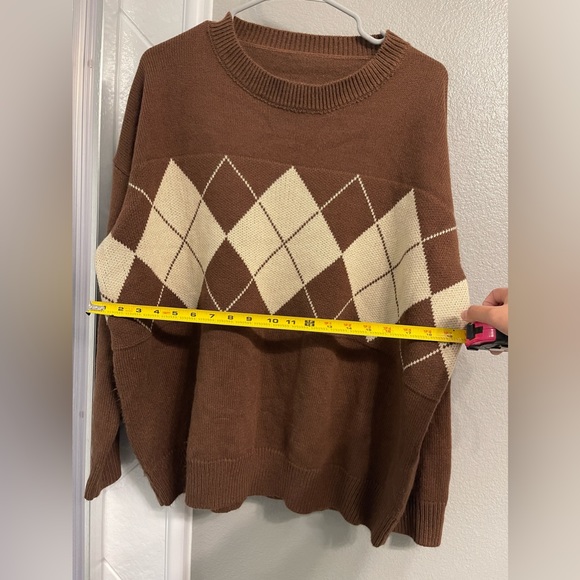 Shein DAZY Wool Knit Sweater - Brown, Cream (L) - Picture 4 of 5